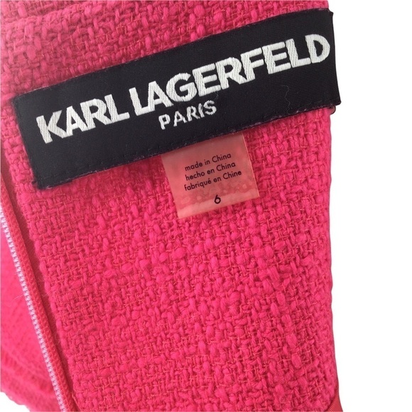 Karl Lagerfeld Paris Pink Tweed Eyelash Dress - Picture 10 of 12